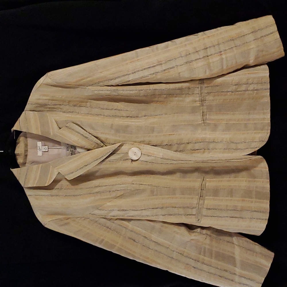 J. JILL Tan w/Fine Stripes Linen Blazer
